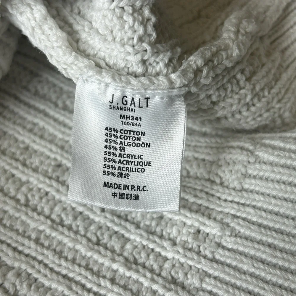 John Galt White Zoe V Neck Cable Knit Button Up Cardigan Women's One Size